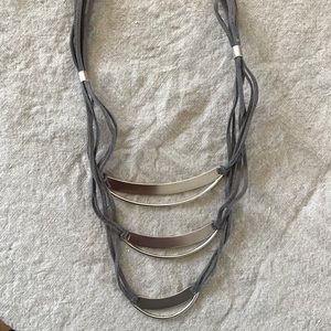 Silpada sterling silver + grey leather necklace
